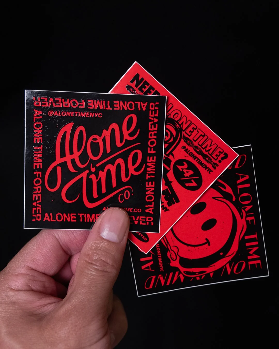 Alone Time - Red + Black - 3 Sticker Set