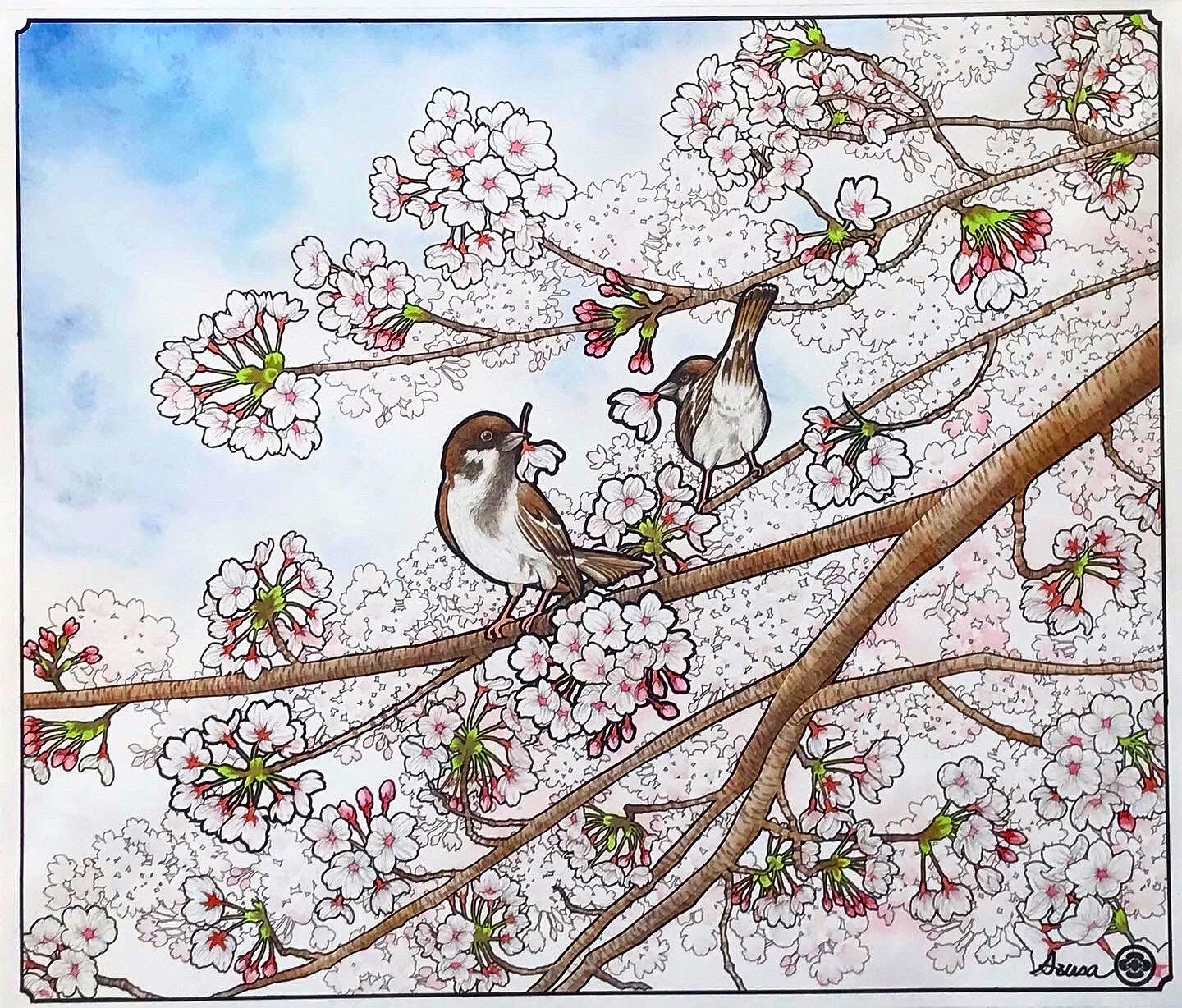 4. Cherry blossoms and sparrows.jpg