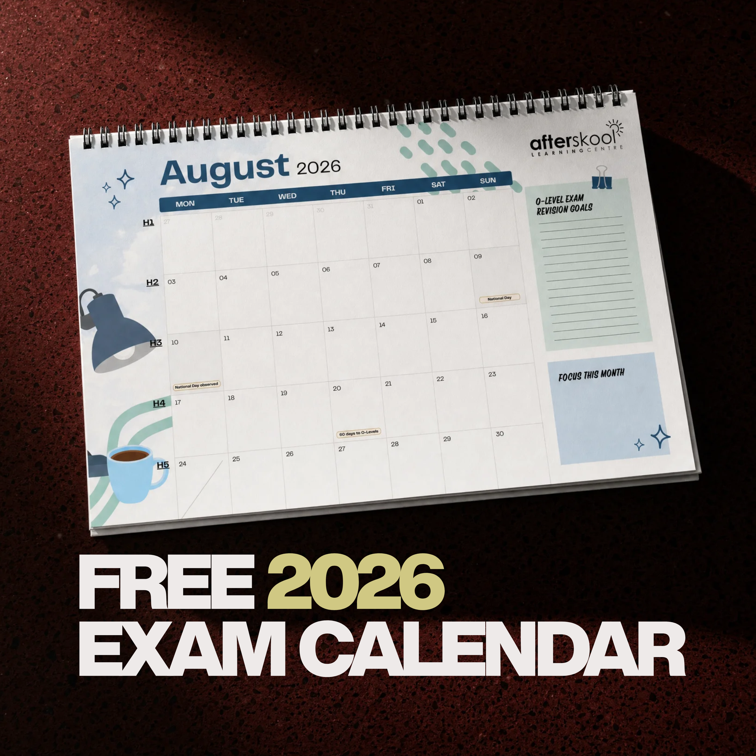 Free Printable Exam Calendars for O Level, A Level and IB Exam 2026