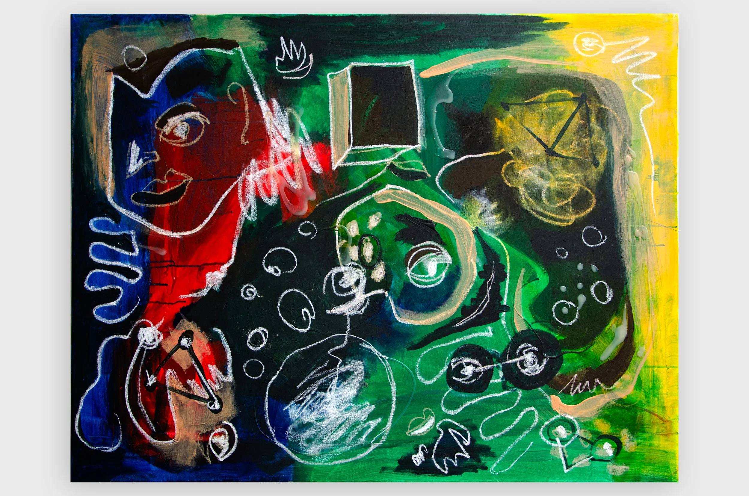 Painting no. 7, 2022. Acrylic and oil pastel on canvas, 116 x 89 cm. Details available upon request.