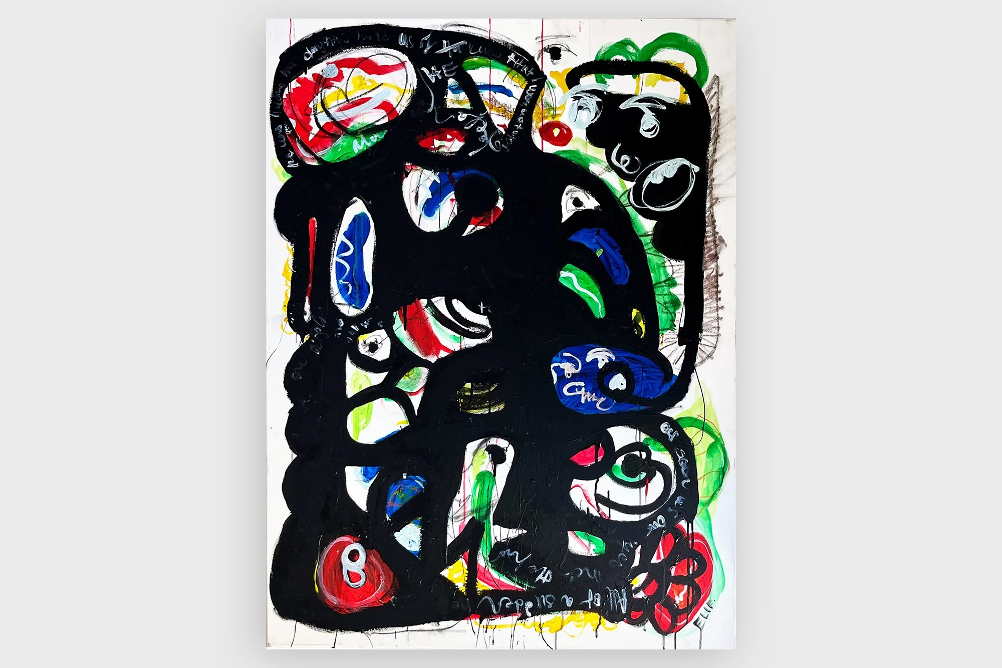 Painting no. 3, acrylic and oil pastel on canvas, 89 x 116 cm, get in touch for availability and details.