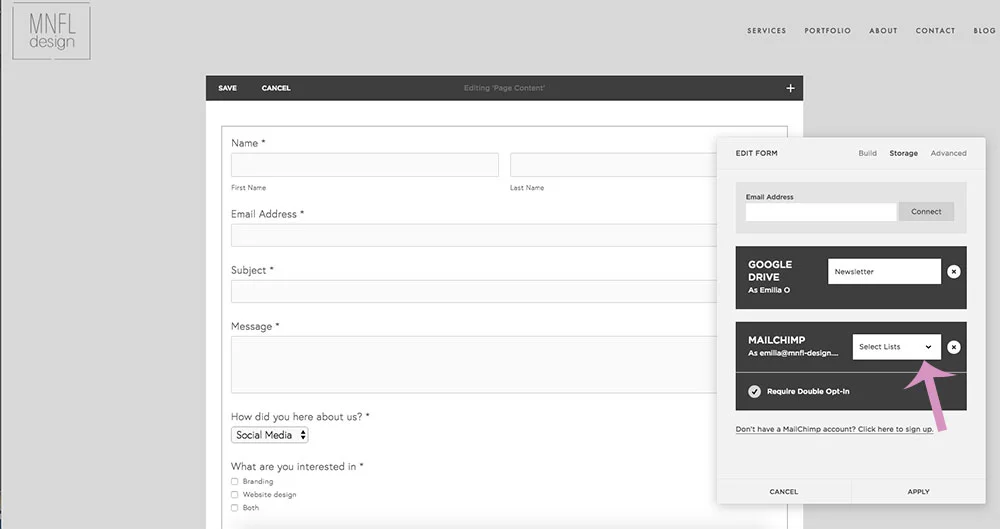 How to set up a form on Squarespace | MNFL Design