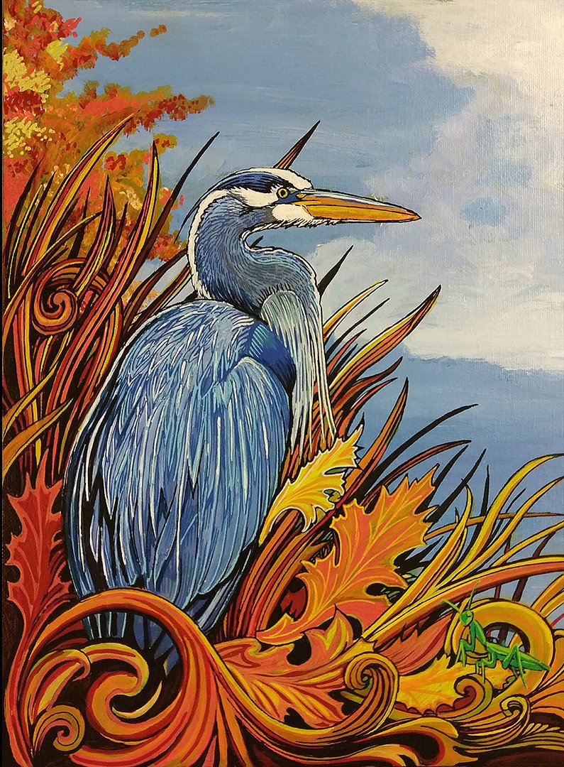 Fall Colors Blue Heron