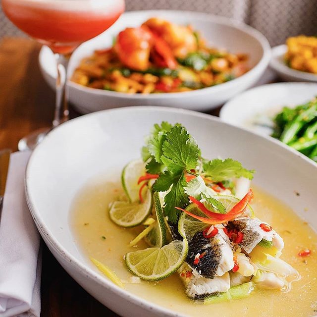 "Second course - Pla Manow. Bass with salt, lime, chilli and coriander."