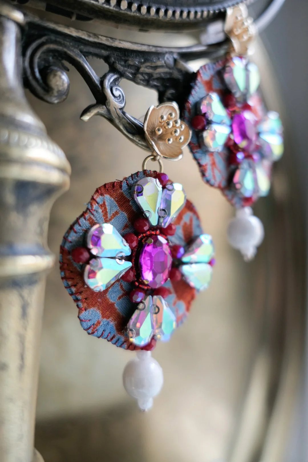 Christmas Poppy | Recycled Japanese Kimono Silk Earrings