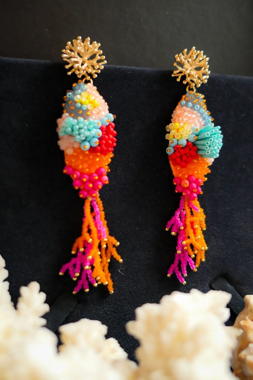 Oceans Haute Couture Hand Embroidered Earrings