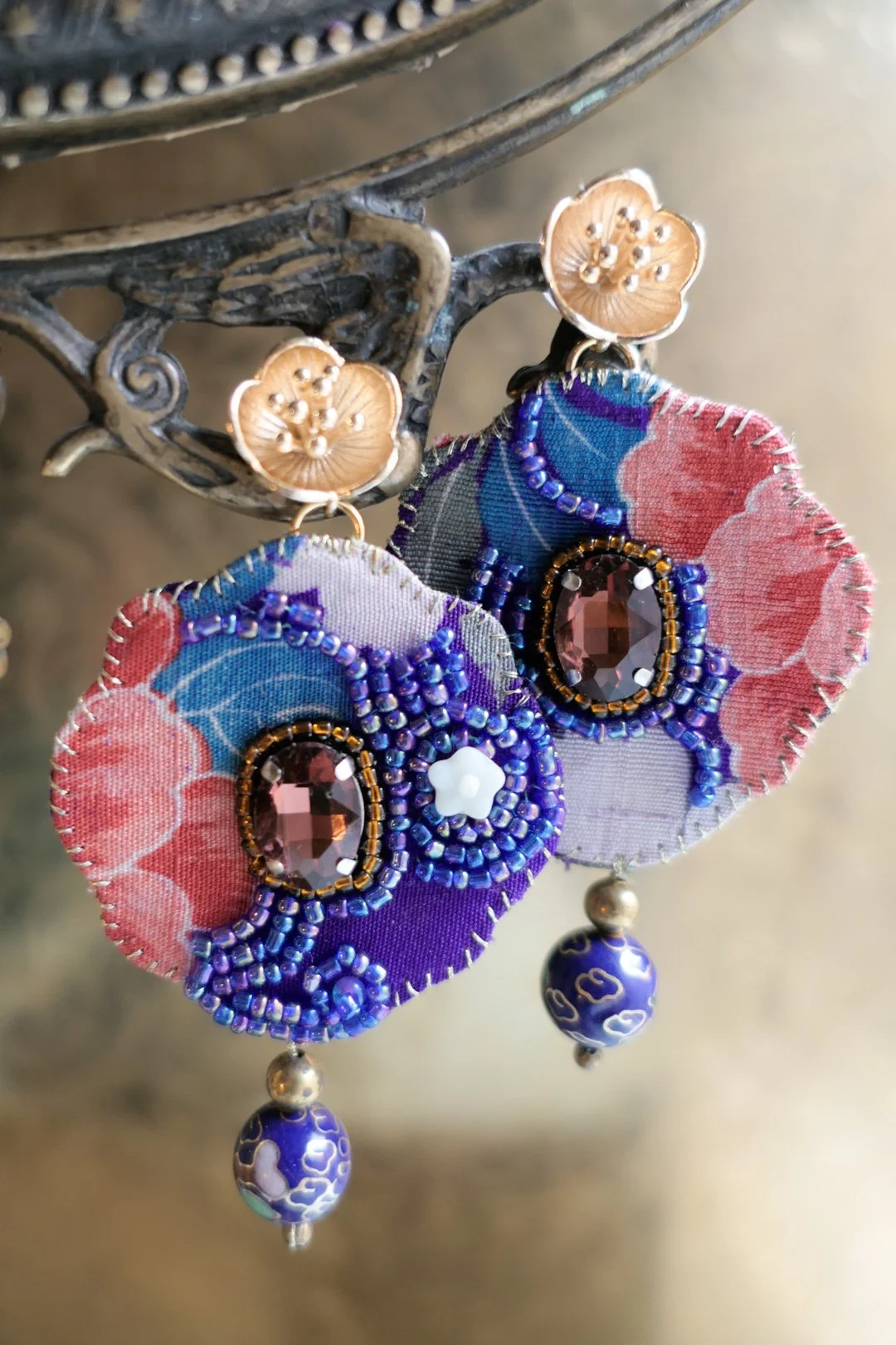 Flower Dreams | Recycled Japanese Kimono Silk Earrings