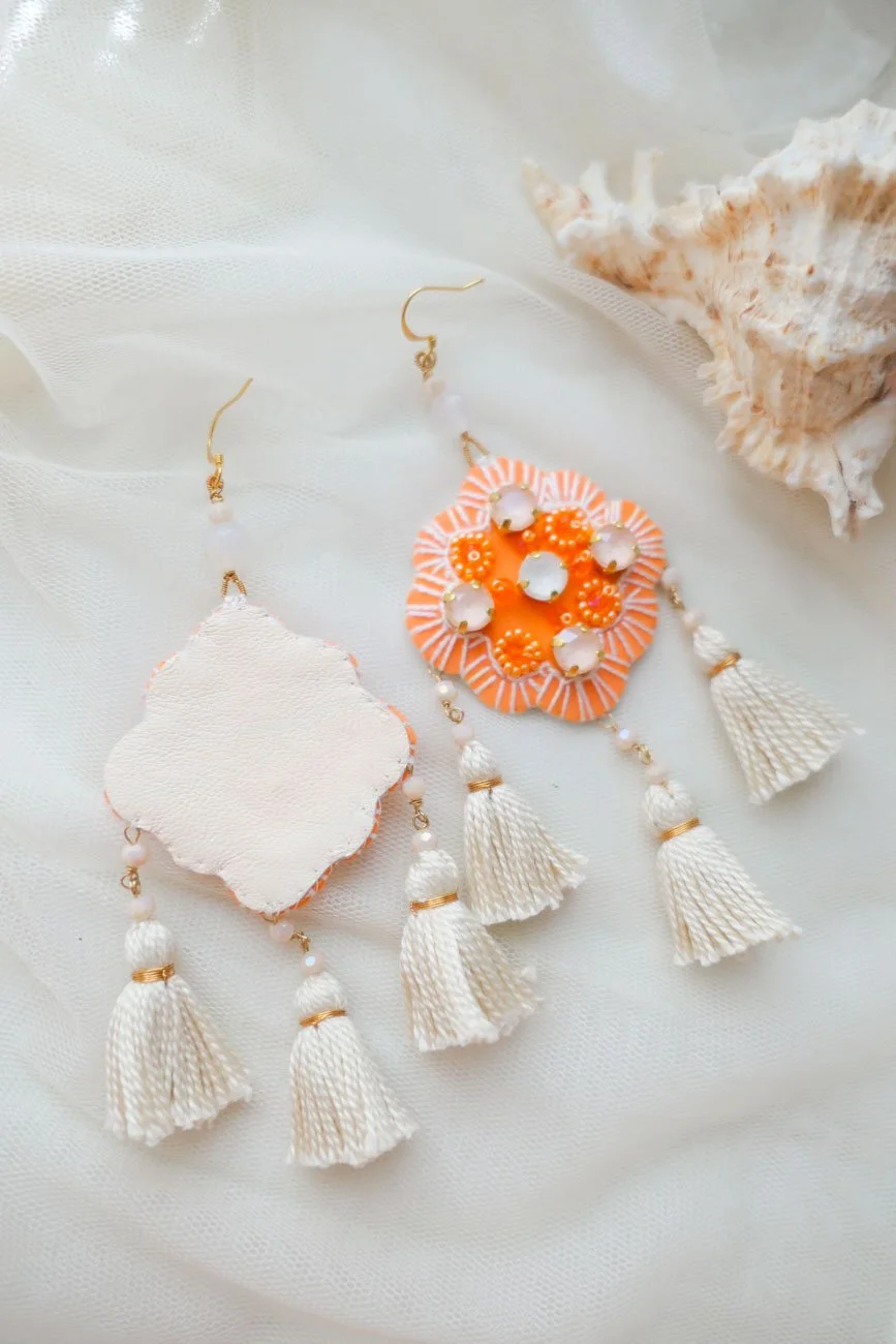 Haute Couture Collection White Tangerine Earrings