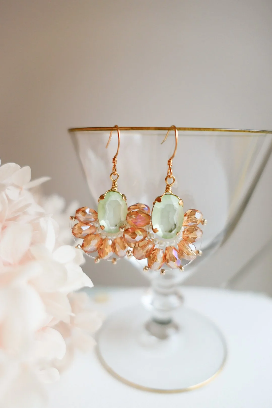 Frosted Fern Glass Bead Earrings