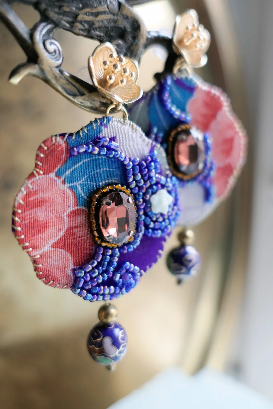 Flower Dreams | Recycled Japanese Kimono Silk Earrings