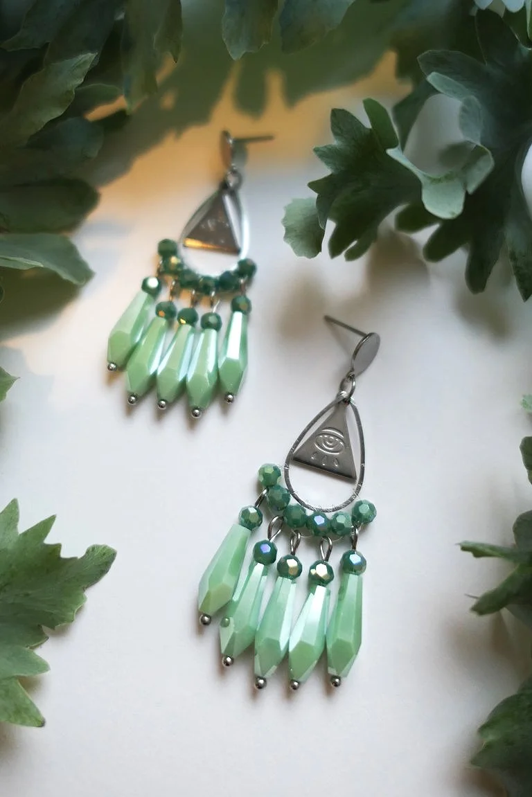 Refreshing Eucalyptus Glass Bead Earrings