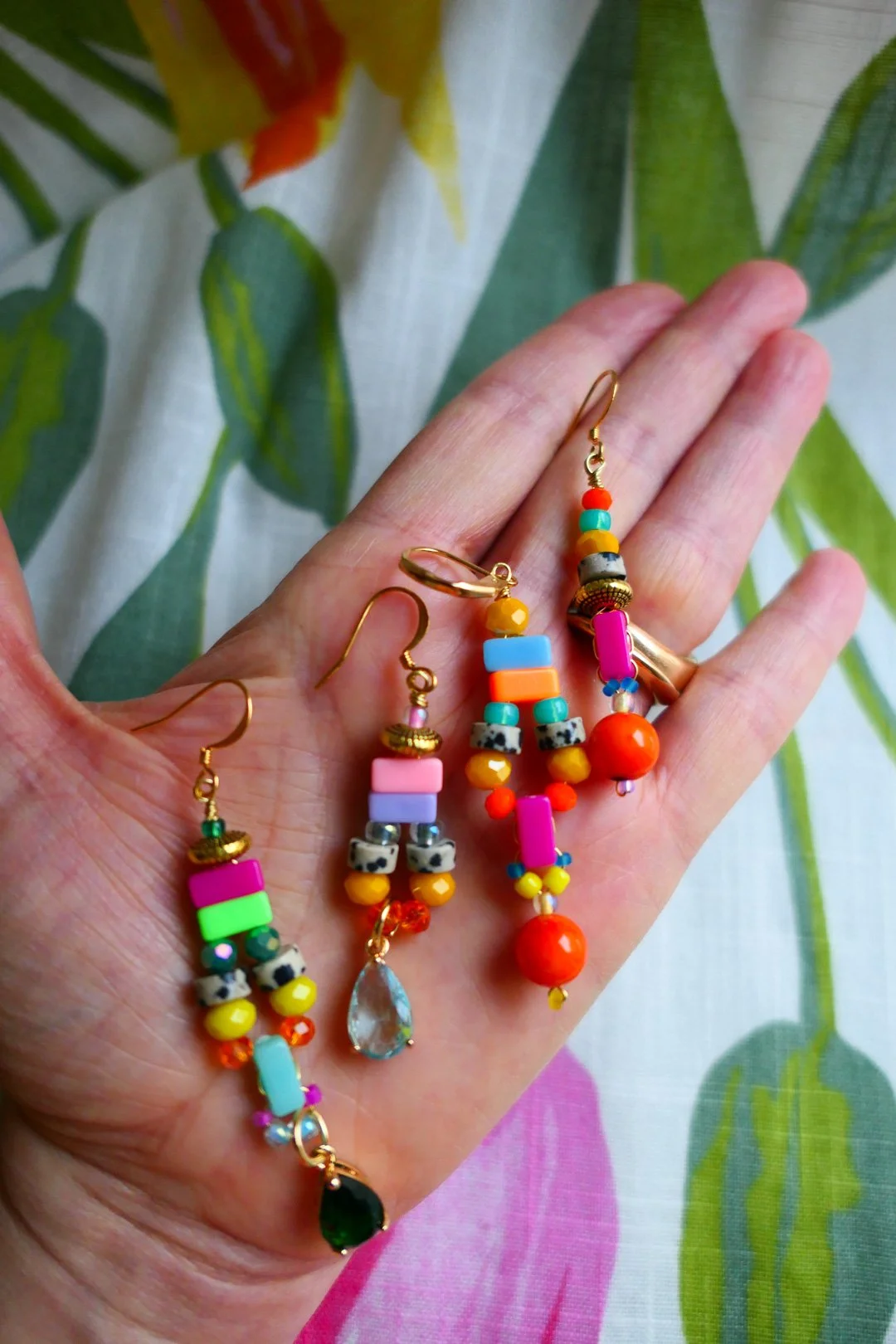 Size of Jungle Puzzle Colourful Statement Earrings
