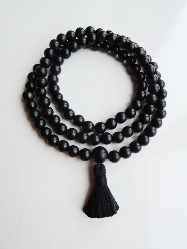 Ebony Wood Wrap Bracelet with Black Tassel