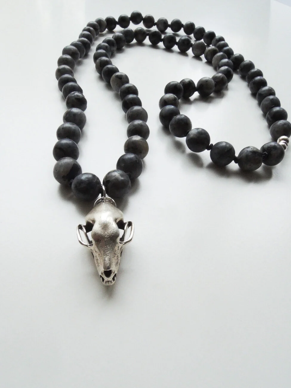 Fruit Bat Skull and Labradorite Gemstones