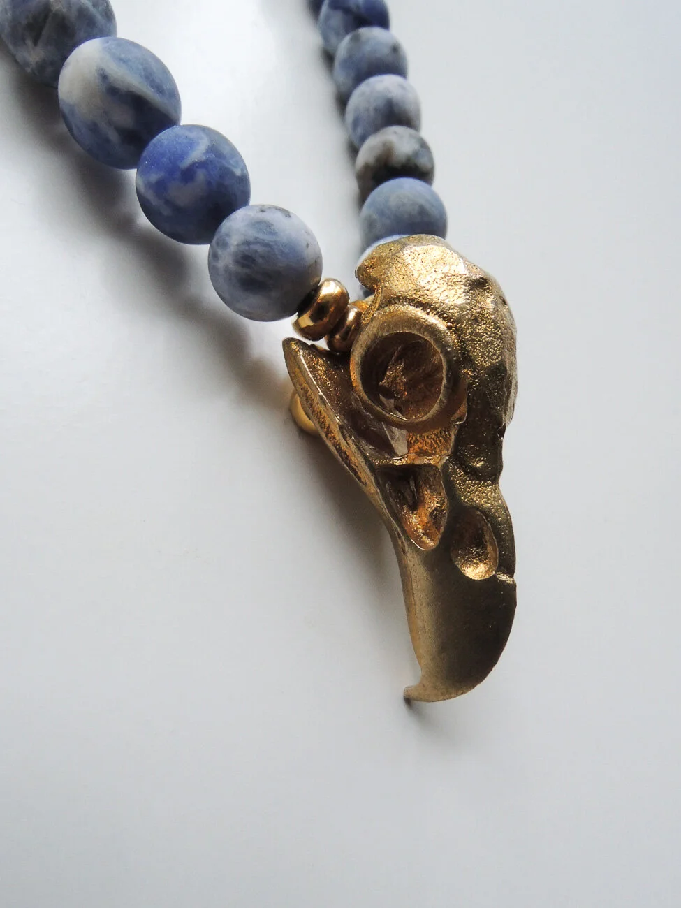 Parrot Skull and Blue Sodalite Gemstones