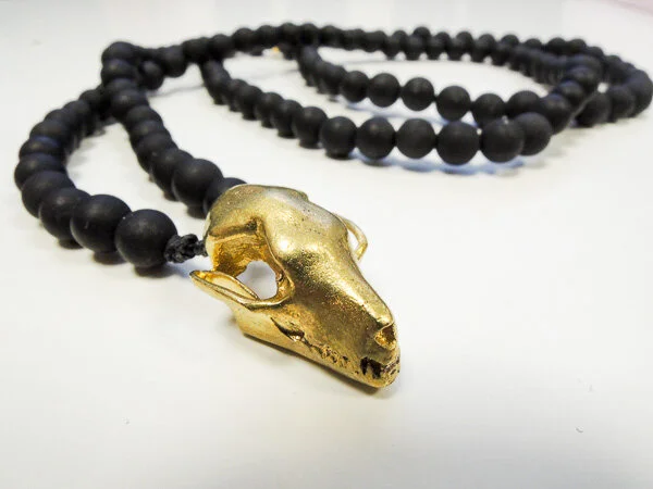 Fruit Bat Skull and Black Agate