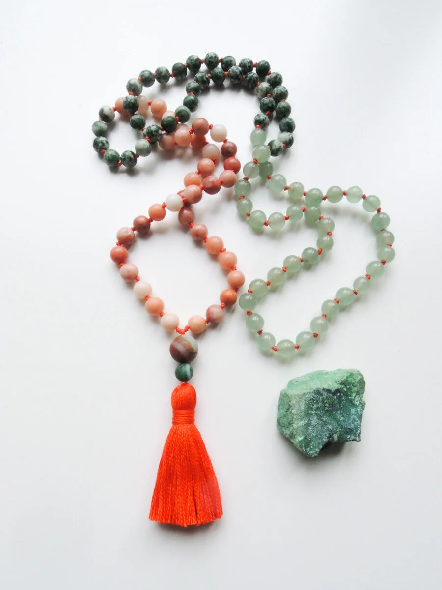 Agate, Aventurine and Moss Agate Mala | 108 Beads