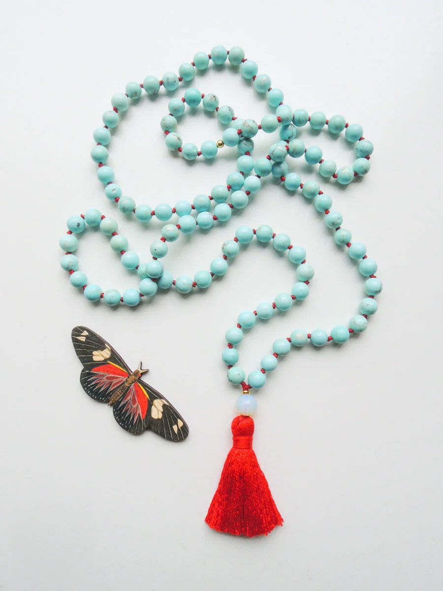 Turquoise with Red Mala | 108 Beads