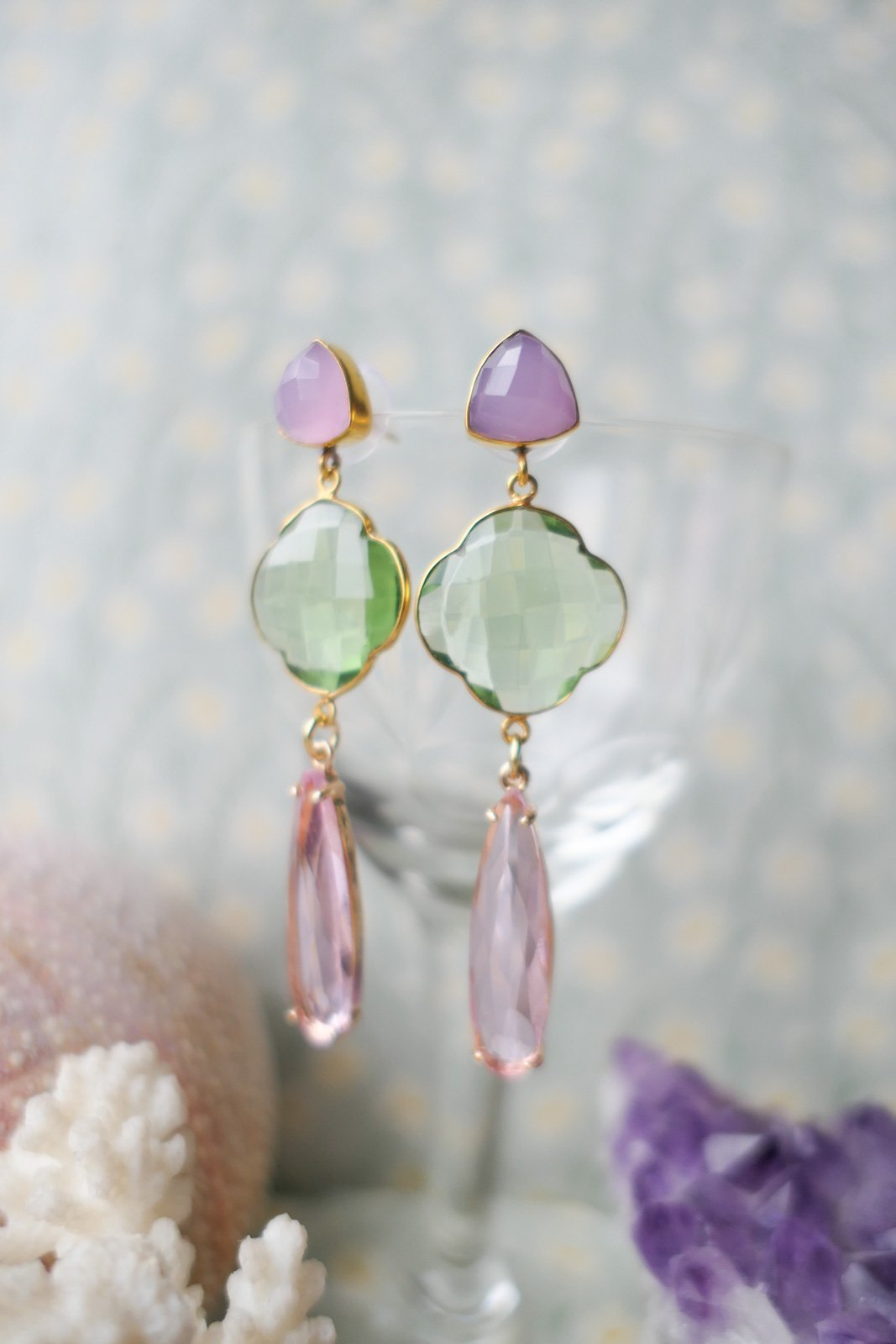 Green Halo Earrings