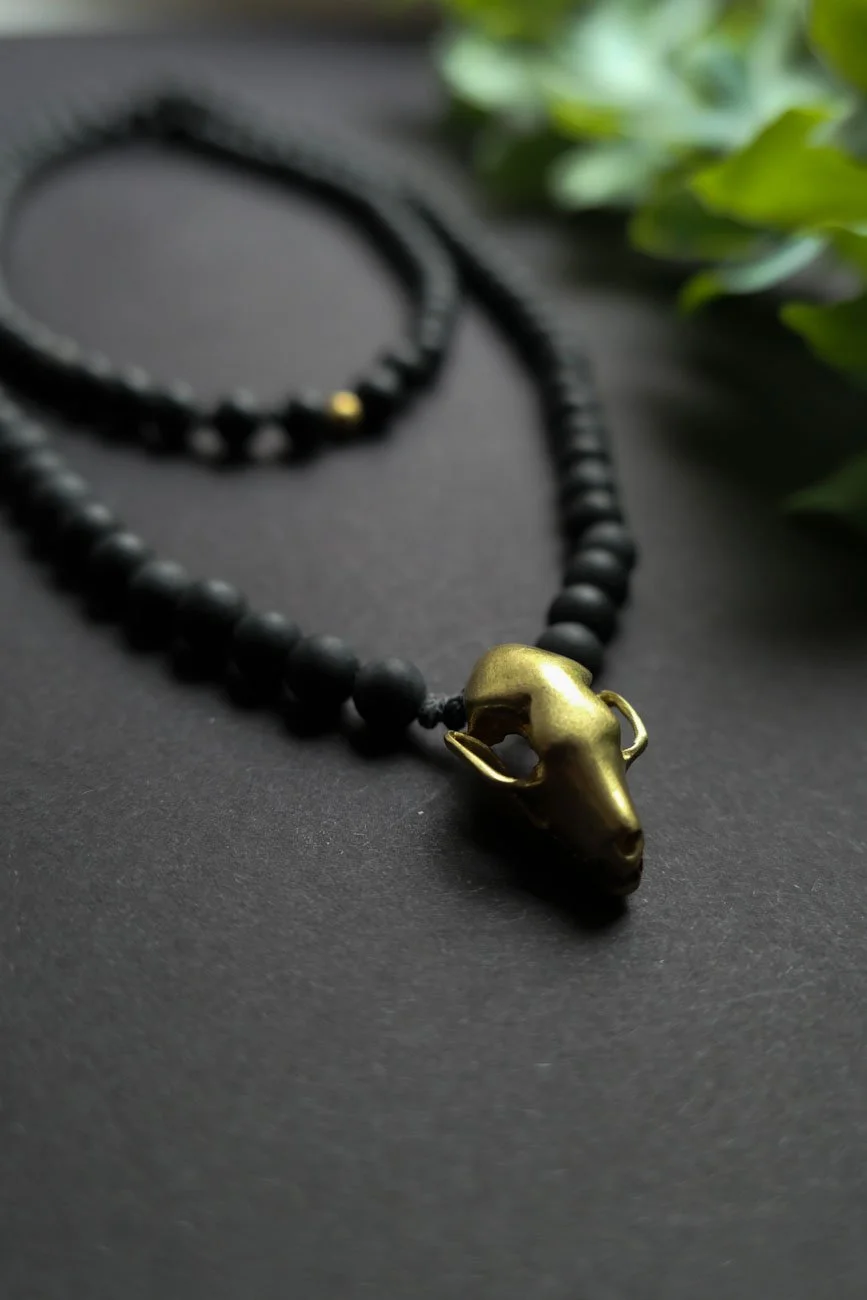 Fruit Bat - Black Agate Gemstone Necklace