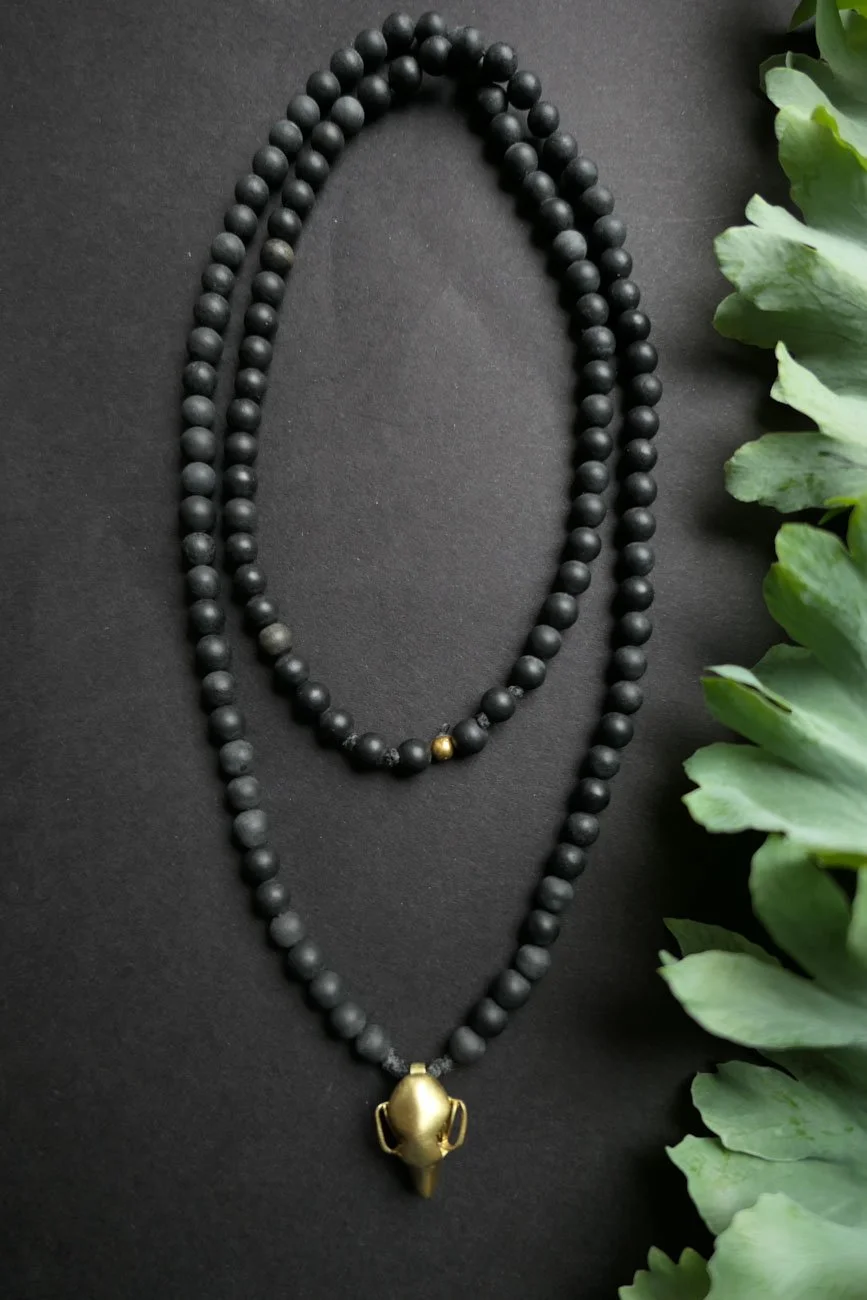 Fruit Bat - Black Agate Gemstone Necklace