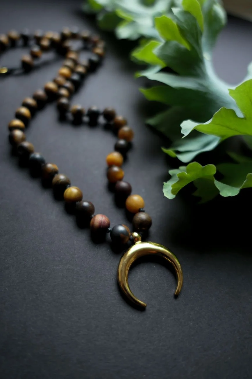 Tiger Moon - Tiger Eye Gemstone Necklace