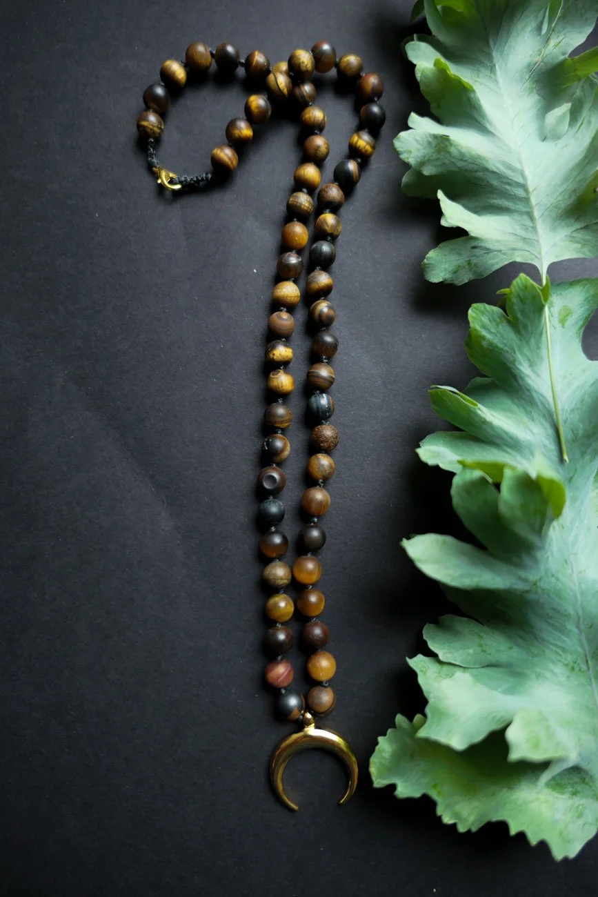 Tiger Moon - Tiger Eye Gemstone Necklace