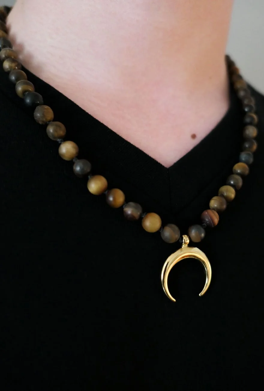 Tiger Moon - Tiger Eye Gemstone Necklace