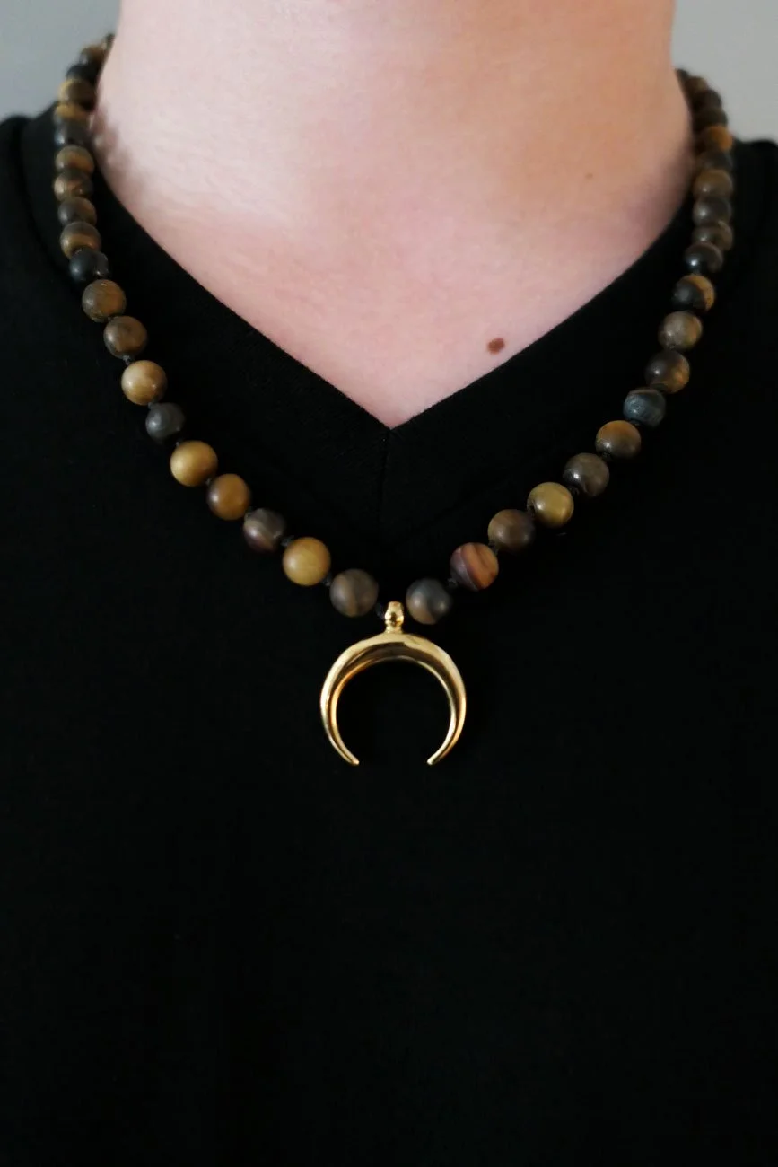 Tiger Moon - Tiger Eye Gemstone Necklace