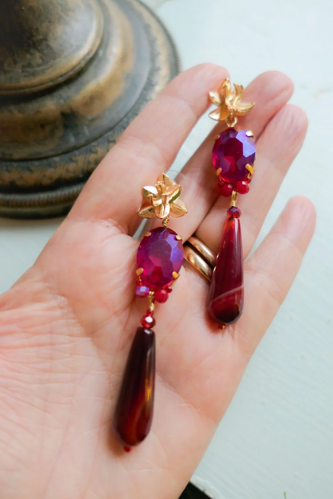 Liquid Cranberry Earrings