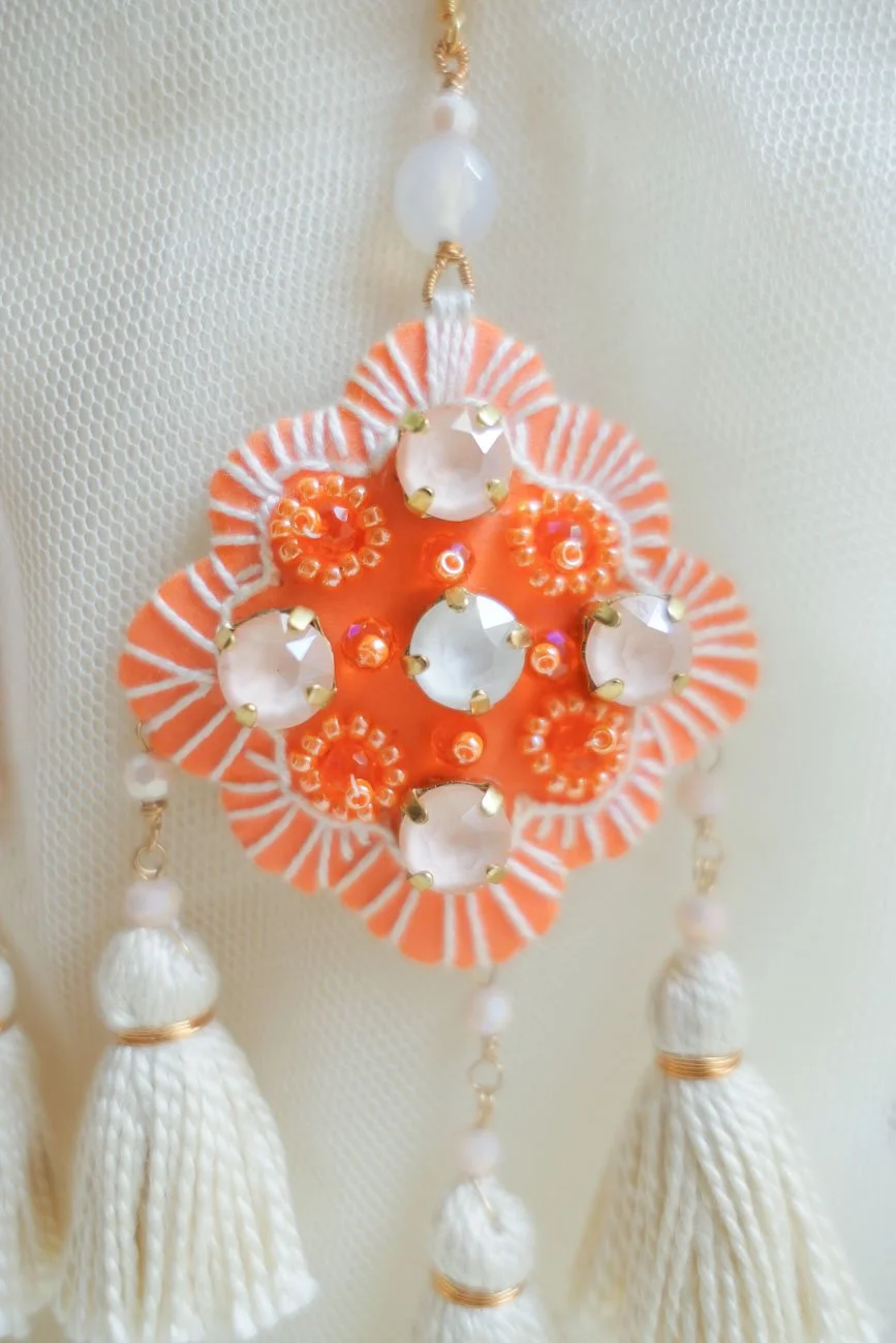 Haute Couture Collection White Tangerine Earrings
