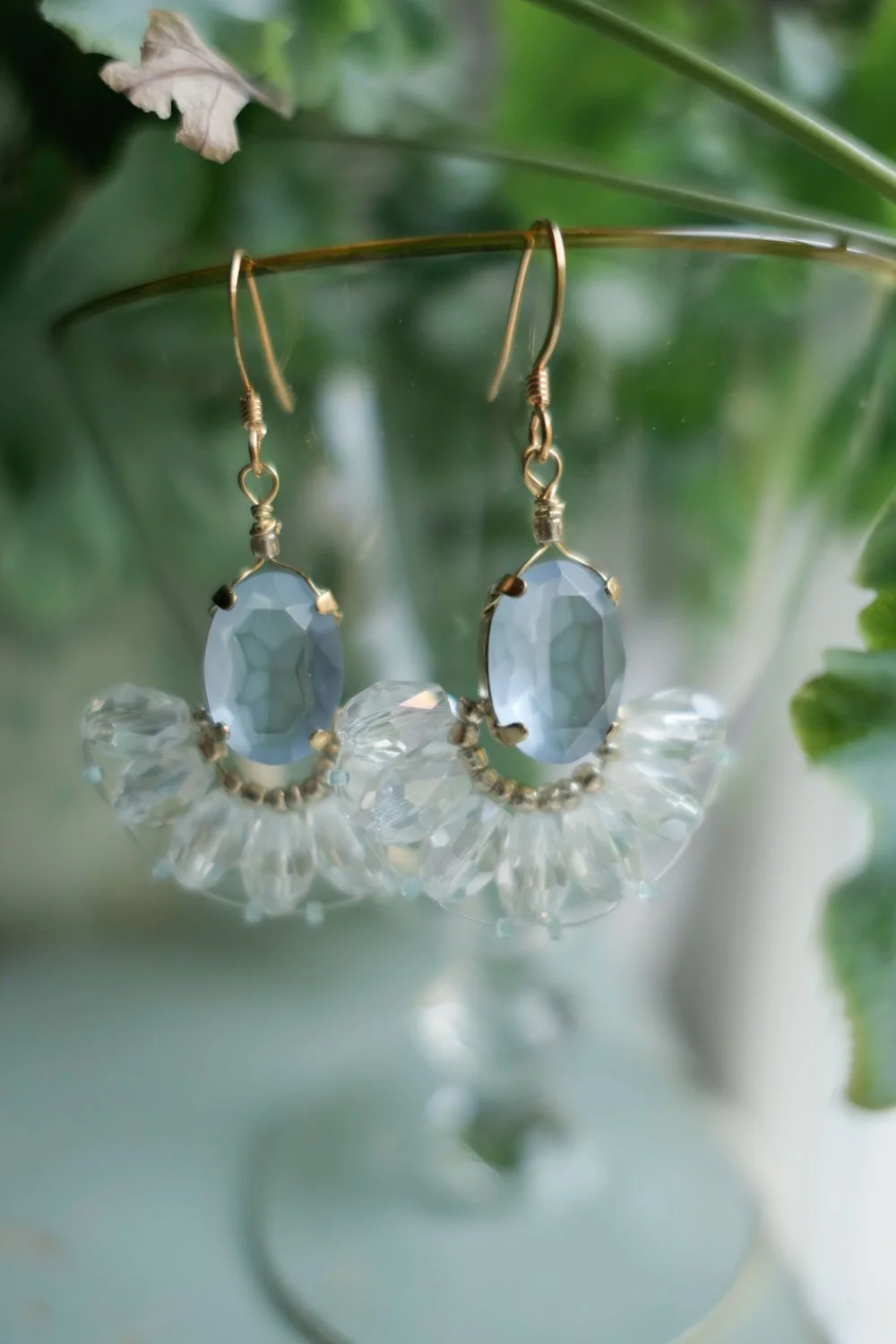 Frosted Seafoam Glass Bead Earrings