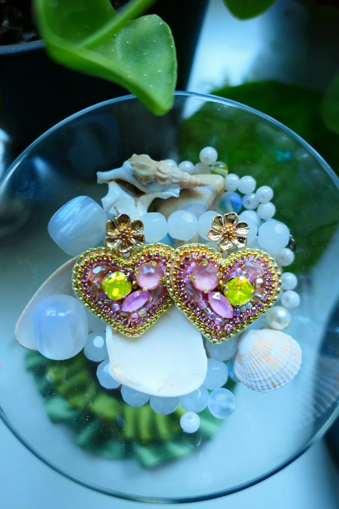 Creative Heart Glass Bead Earrings