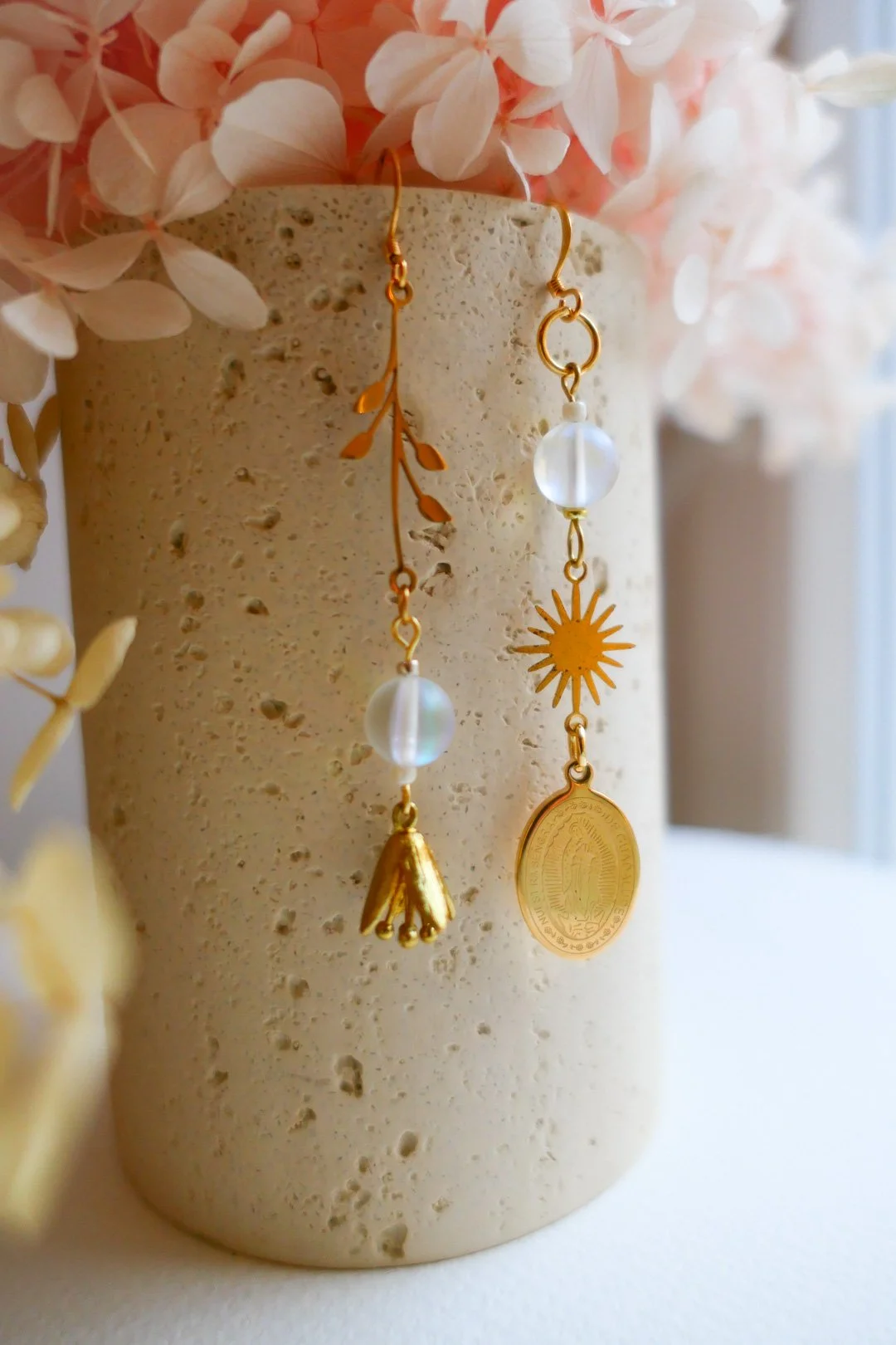 Kindness, asymmetrical handcrafted Earrings