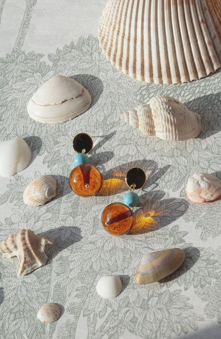 Shimmering Brown - Antique Glass Bead Earrings