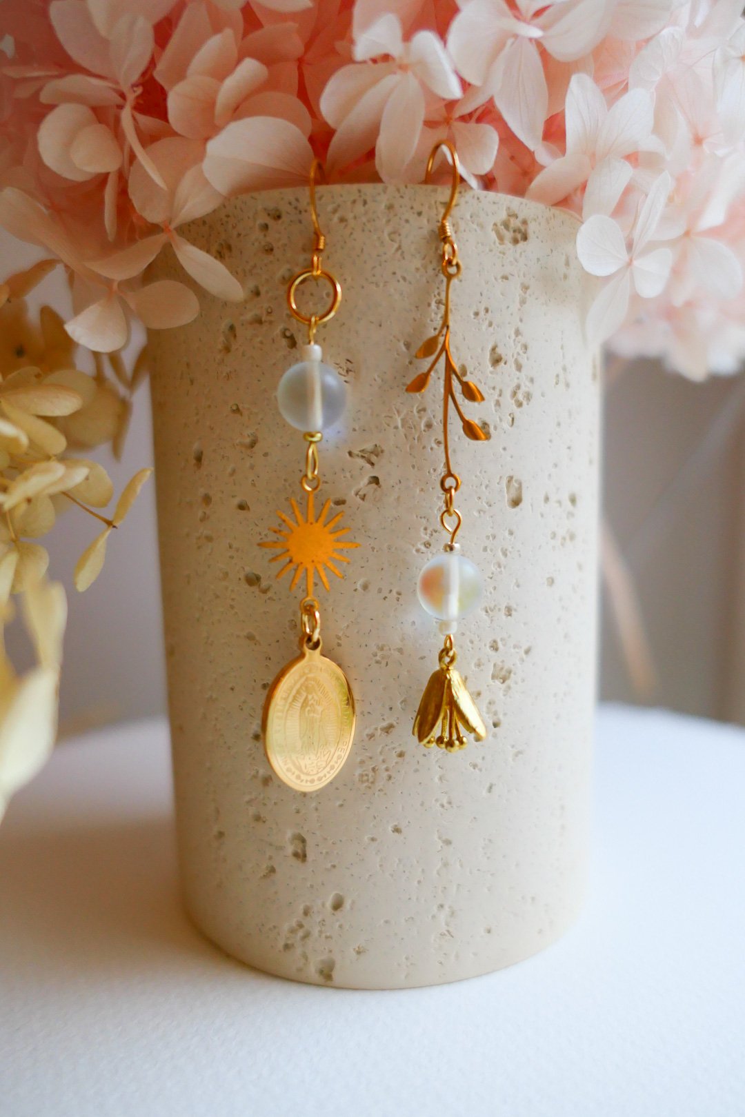 Kindness, asymmetrical handcrafted Earrings