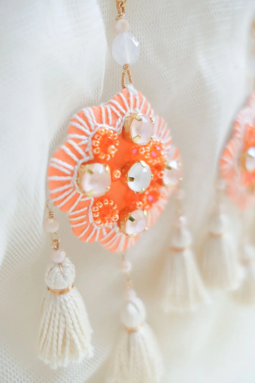 Haute Couture Collection White Tangerine Earrings