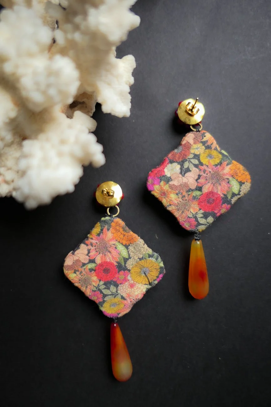 Red Poppy Haute Couture Hand Embroidered Earrings