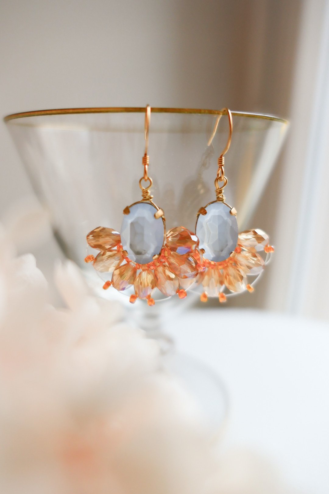 Frosted Lily Glass Bead Earrings by Nikkotakko