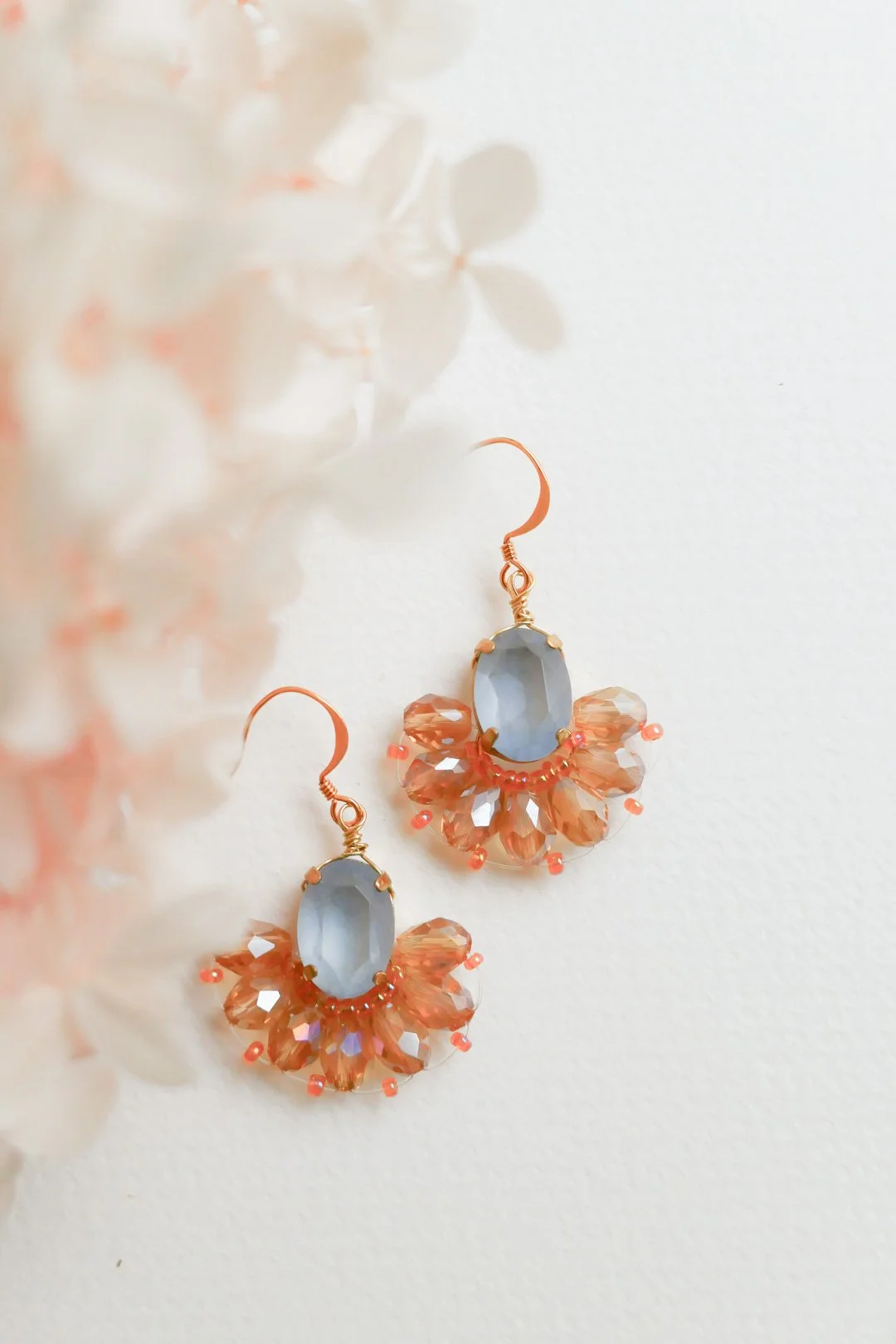 Frosted Lily Glass Bead Earrings by Nikkotakko