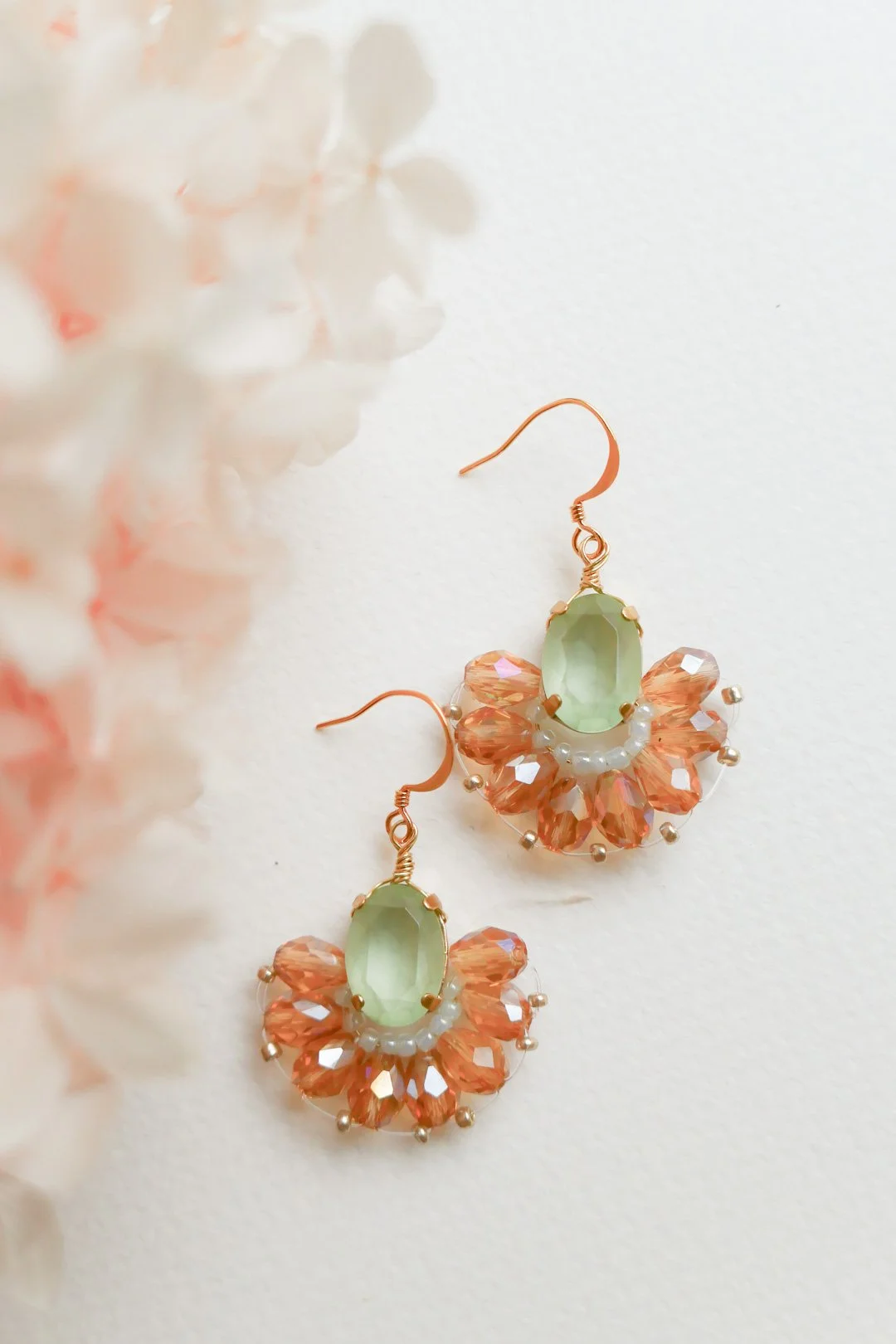 Frosted Fern Glass Bead Earrings