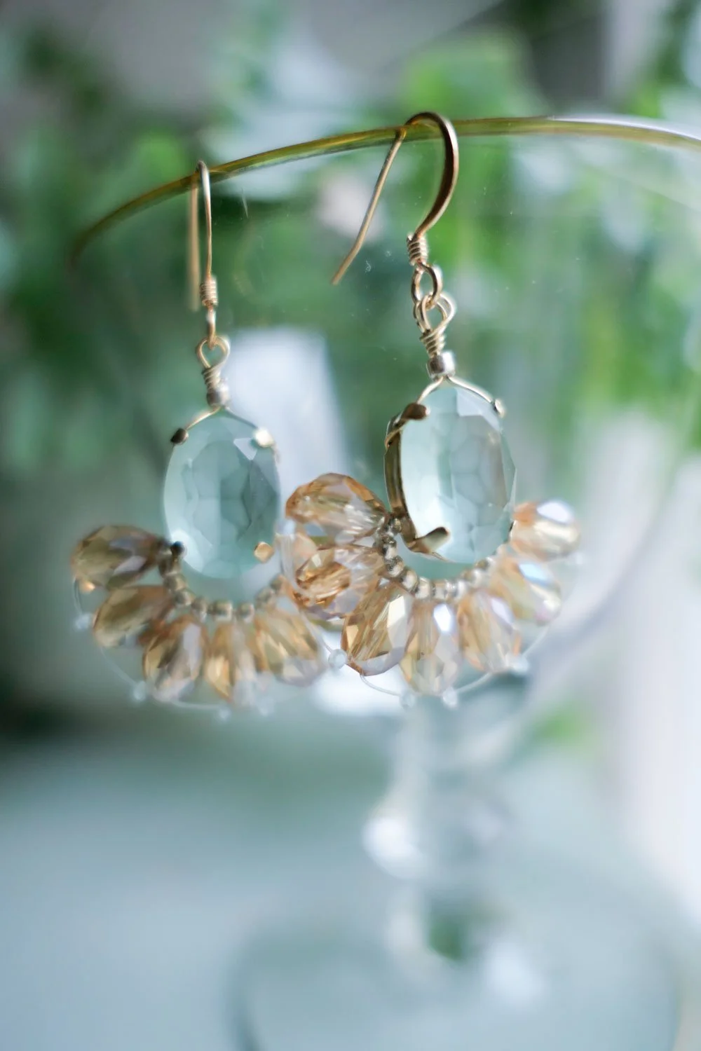 Frosted Fern Glass Bead Earrings