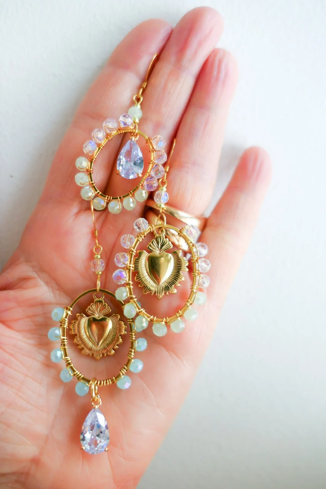 Flaming Blue Heart Earrings