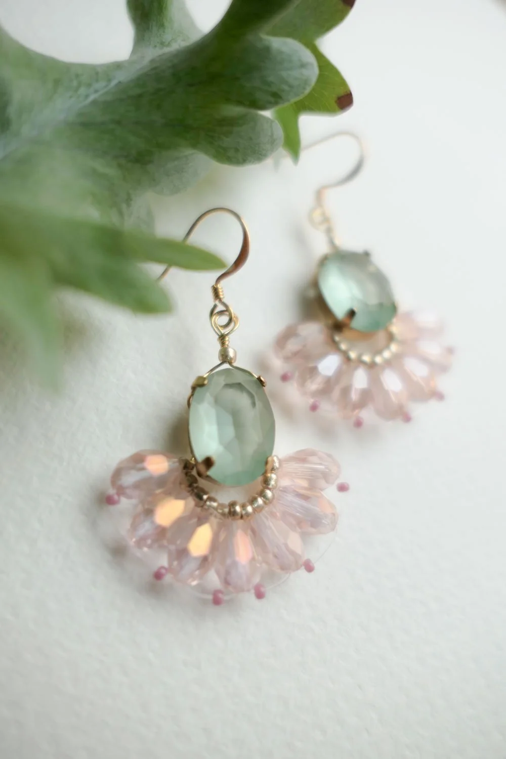 Frosted Eucalyptus Glass Bead Earrings