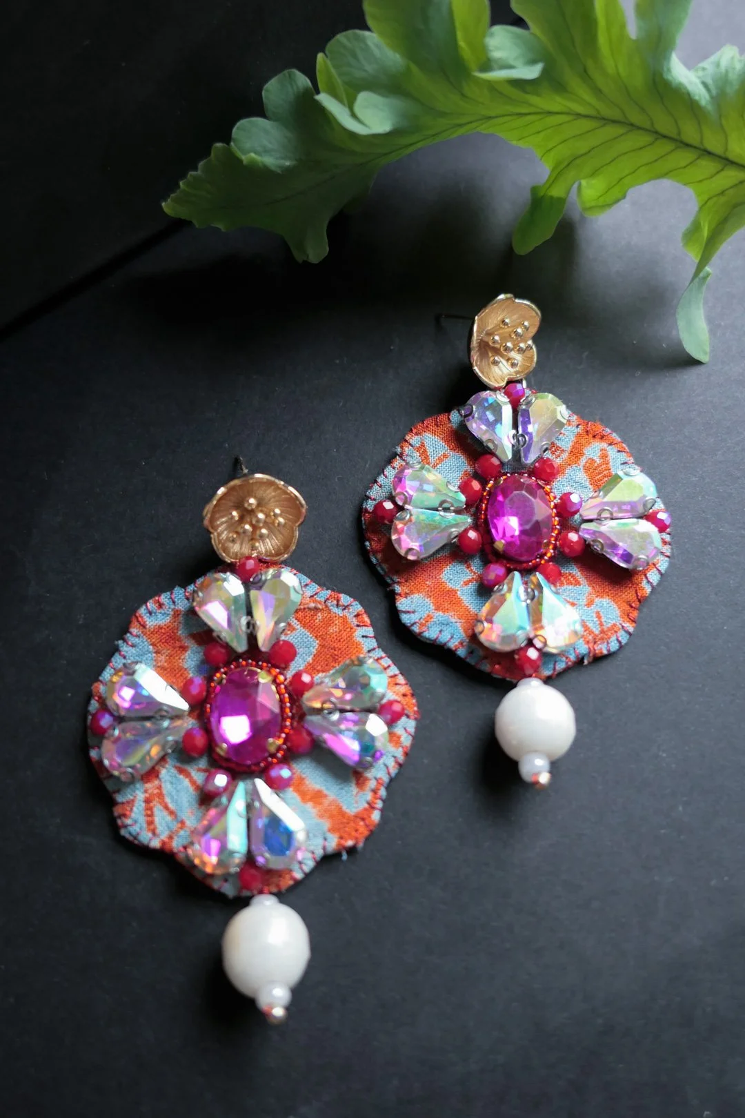 Christmas Poppy | Recycled Japanese Kimono Silk Earrings