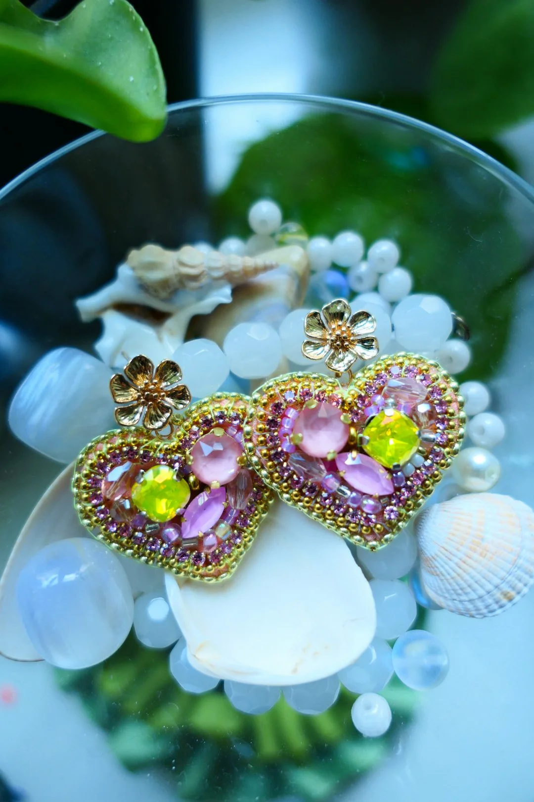 Creative Heart Glass Bead Earrings