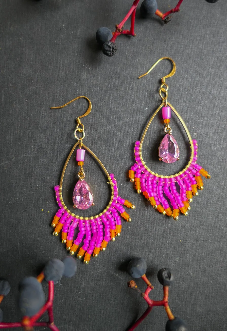 Daiquiri Flamingo Glass Bead Earrings