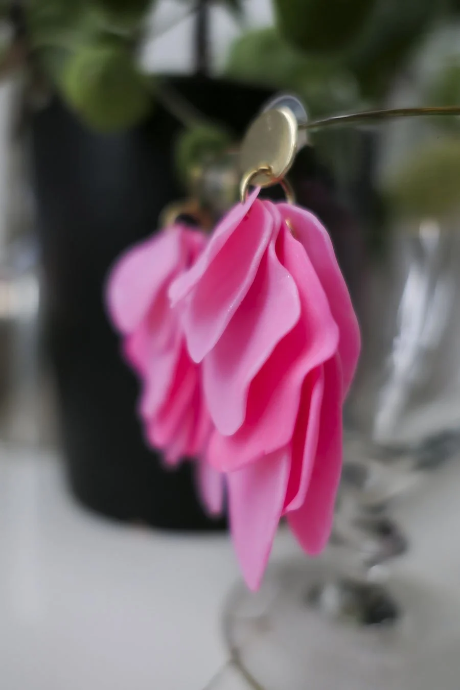 Caramel Pink Rose Petals Earrings