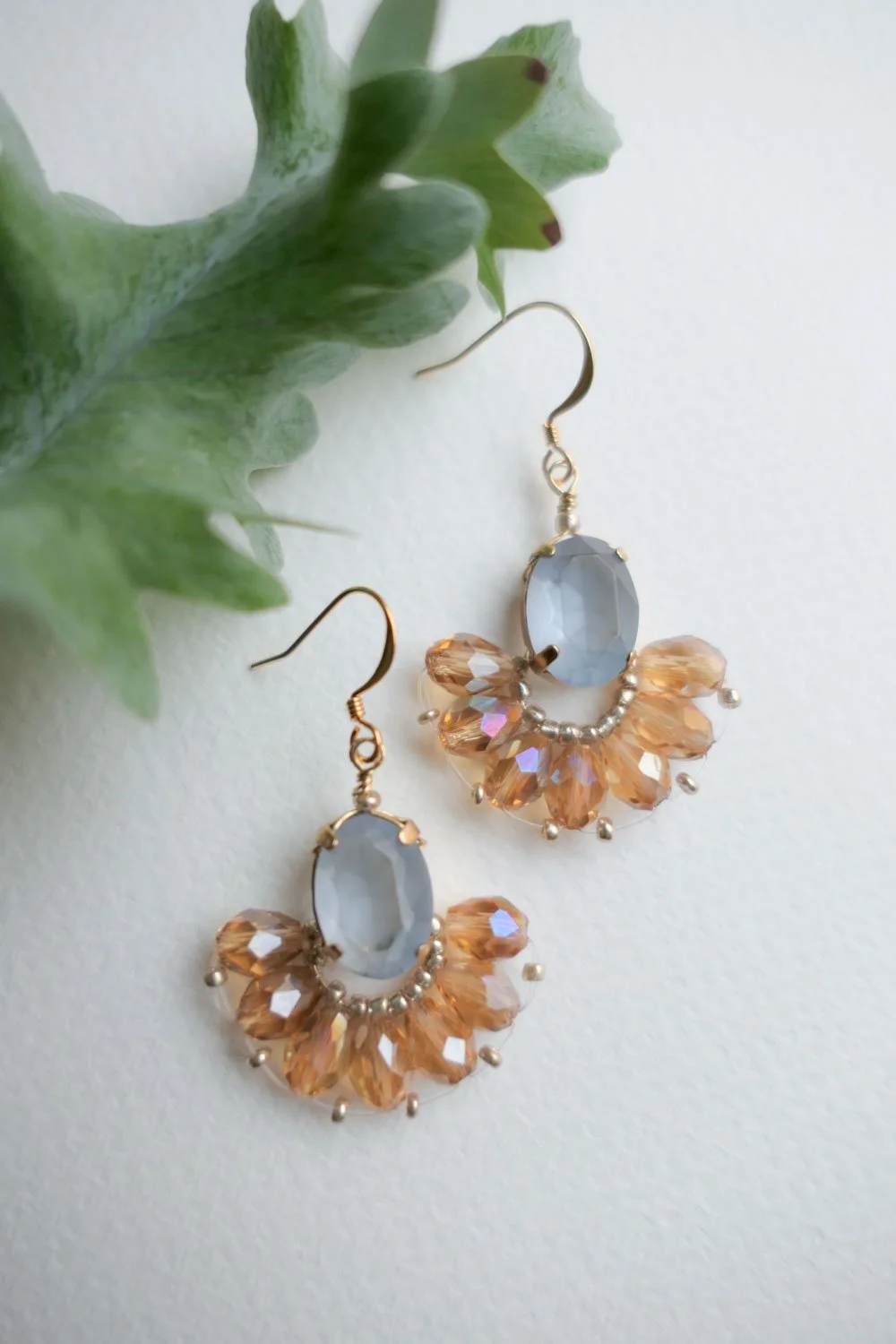 Frosted Amber Glass Bead Earrings