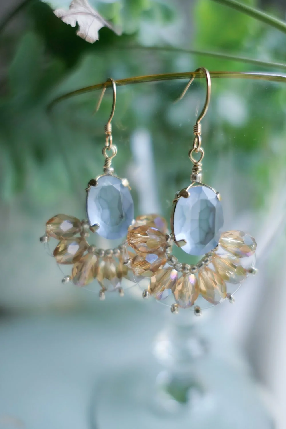 Frosted Amber Glass Bead Earrings